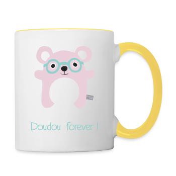 Doudou für immer - Tasse zweifarbig - Weiß/Gelb - Rechts