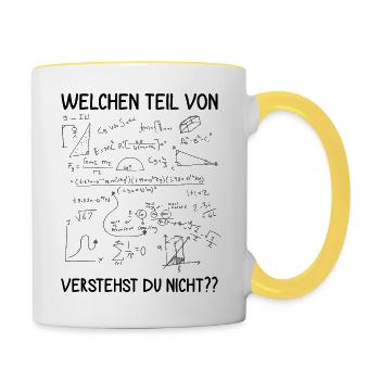 Welchen Teil von.. verstehst du nicht?? Informatik - Tasse zweifarbig - Weiß/Gelb - Rechts