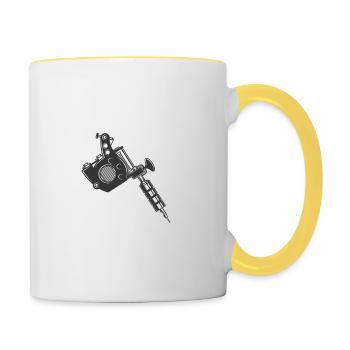 je peux pas j'ai tattoo - Mug contrasté - blanc/jaune - Droite
