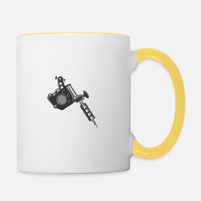 je peux pas j'ai tattoo - Mug contrasté - blanc/jaune