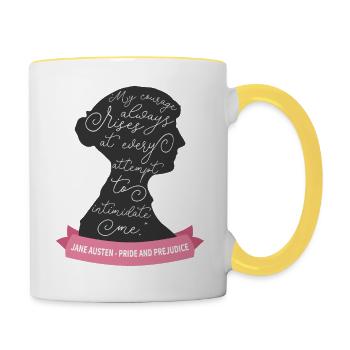 Stolz und Vorurteil Zitat I - Jane Austen - Tasse zweifarbig - Weiß/Gelb - Rechts