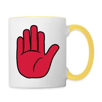 Stop Hand Sign - Contrasting Mug - white/yellow - Right
