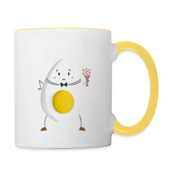 Romantisches gekochtes Ei - Tasse zweifarbig - Weiß/Gelb - Rechts