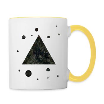 Triangle Univers Planète Peinture Hipster Cadeau - Mug contrasté - blanc/jaune - Droite
