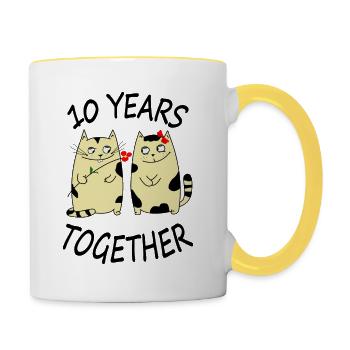 Do you want to be with me 10 years - Contrasting Mug - white/yellow - Right