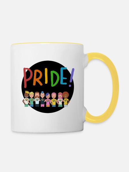 Gay pride month - Contrasting Mug - white/yellow