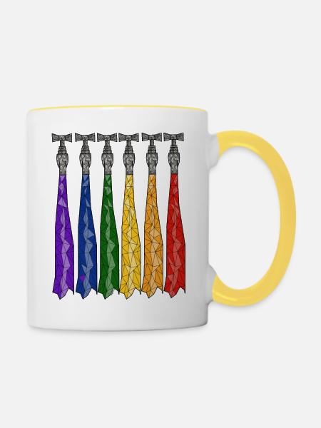 LGBTQ Wasserhahnen - Tasse zweifarbig - Weiß/Gelb