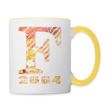 F 2004 Nom Année de naissance Cadeau - Mug contrasté - blanc/jaune - Droite
