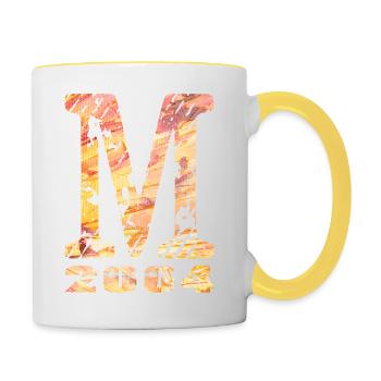 M 2004 Nom Année de naissance Cadeau - Mug contrasté - blanc/jaune - Droite
