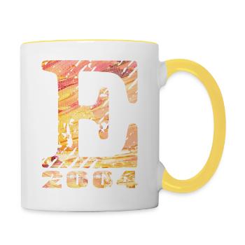 E 2004 Nom Année de naissance Cadeau - Mug contrasté - blanc/jaune - Droite