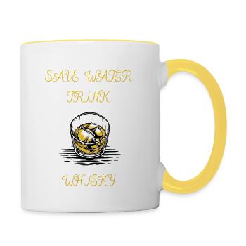SAVE WATER TRINK WHISKY - Tasse zweifarbig - Weiß/Gelb - Rechts
