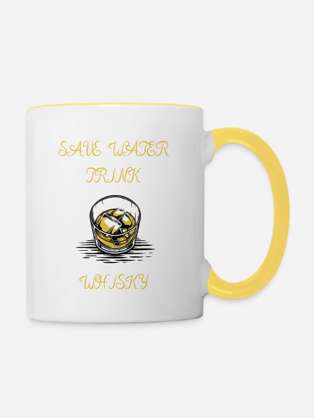 SAVE WATER TRINK WHISKY - Tasse zweifarbig - Weiß/Gelb