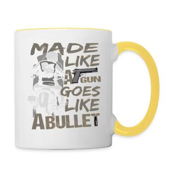 Motorcycle Biker Chopper Custom Bike - Contrasting Mug - white/yellow - Right