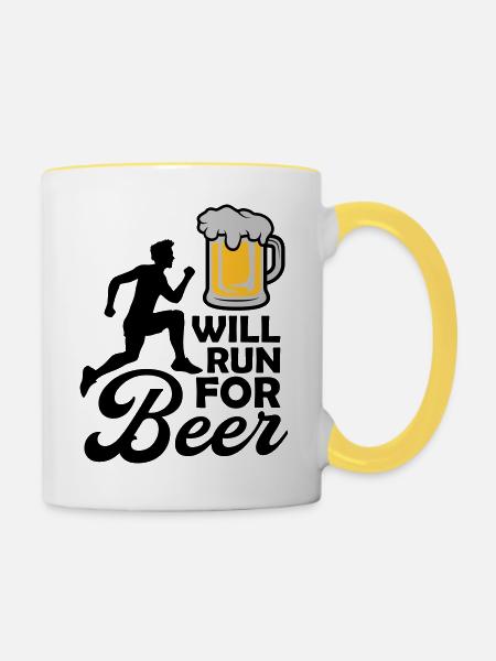 Will run Beer - Tasse zweifarbig - Weiß/Gelb