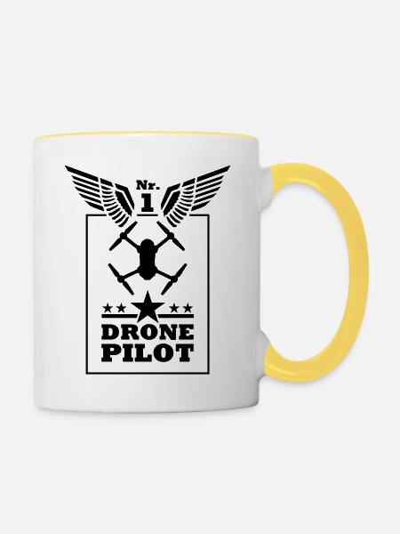 Nr. 1 Drone Pilot - Tasse zweifarbig - Weiß/Gelb
