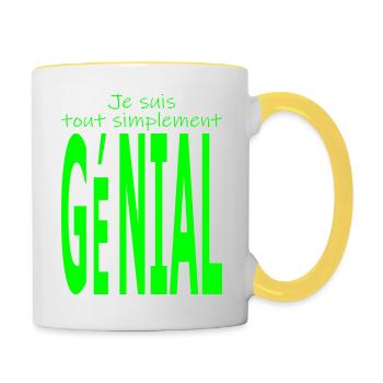 Je suis tout simplement génial - Mug contrasté - blanc/jaune - Droite
