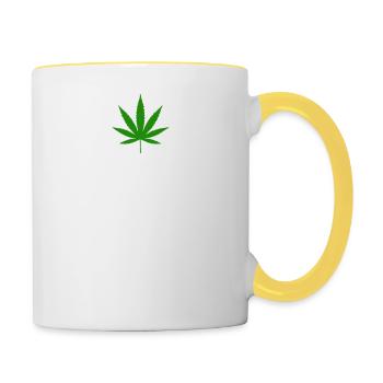 l’herbe me rend heureux cannabis marijuana - Mug contrasté - blanc/jaune - Droite