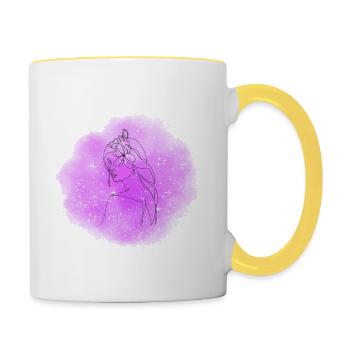 Jolie femme avec des fleurs dans les cheveux - Mug contrasté - blanc/jaune - Droite