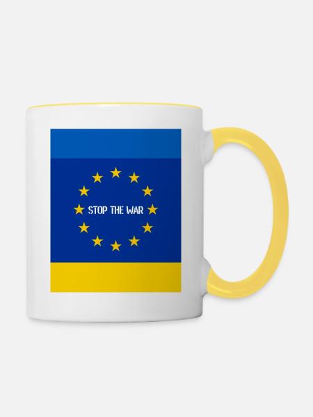 Ukraine - Tasse zweifarbig - Weiß/Gelb