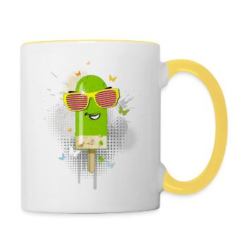 Popsicles Summer heat cool sunglasses delicious - Contrasting Mug - white/yellow - Right