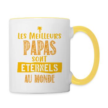 Les meilleurs Papa sont eternels - Mug contrasté - blanc/jaune - Droite