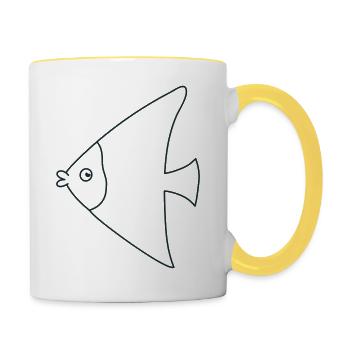funny cute angel fish - Contrasting Mug - white/yellow - Right