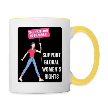 Female Rights Women’s rights pro choice - Contrasting Mug - white/yellow - Right