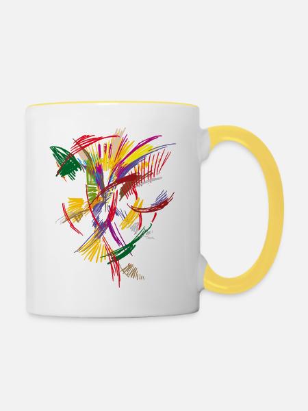 Farben Muster - Tasse zweifarbig - Weiß/Gelb