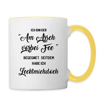 Am Arsch vorbei Fee - Tasse zweifarbig - Weiß/Gelb - Rechts