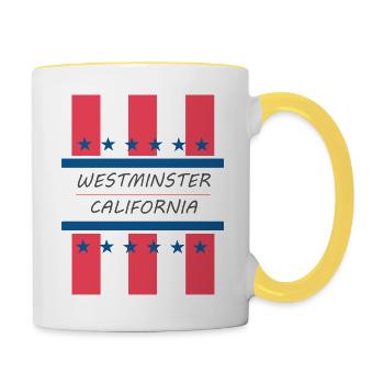 Westminster Kalifornien - Tasse zweifarbig - Weiß/Gelb - Rechts