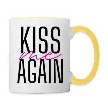 Je t’aime embrasse-moi encore lèvres cadeau - Mug contrasté - blanc/jaune - Droite