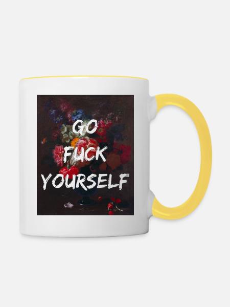 go fuck yourself - Tasse zweifarbig - Weiß/Gelb