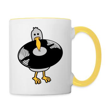 Party Seagull Disque vinyle - Mug contrasté - blanc/jaune - Droite