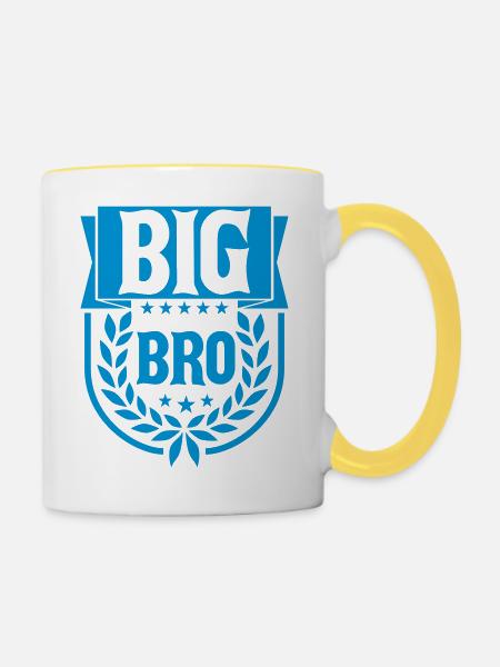 Text Big Bro Logo - Tasse zweifarbig - Weiß/Gelb