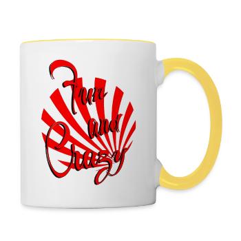 fun and crazy red white striped - Contrasting Mug - white/yellow - Right
