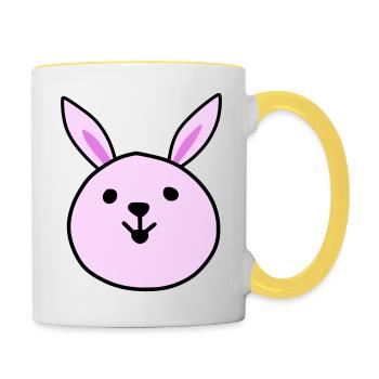 Mignon lapin rose - Mug contrasté - blanc/jaune - Droite