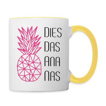Dies Das Ananas - Tasse zweifarbig - Weiß/Gelb - Rechts