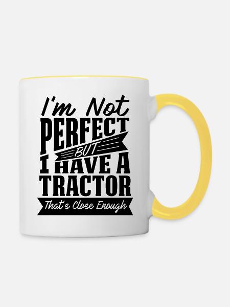 PERFEKT MIT SCHLEPPER - Tasse zweifarbig - Weiß/Gelb
