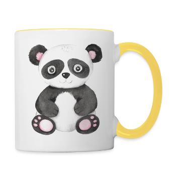 Cute Panda Baby Asia China Japan Panda Bear Bear - Contrasting Mug - white/yellow - Right