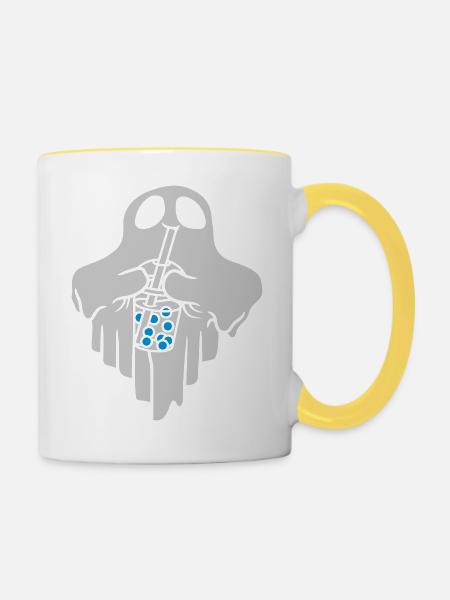 Trinkender Geist Booba Tea - Tasse zweifarbig - Weiß/Gelb