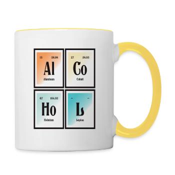 Alkohol | Periodensystem der Elemente - Tasse zweifarbig - Weiß/Gelb - Rechts