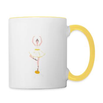 Ballet Dancer Dance Ballerina Sport Girl Femme - Mug contrasté - blanc/jaune - Droite