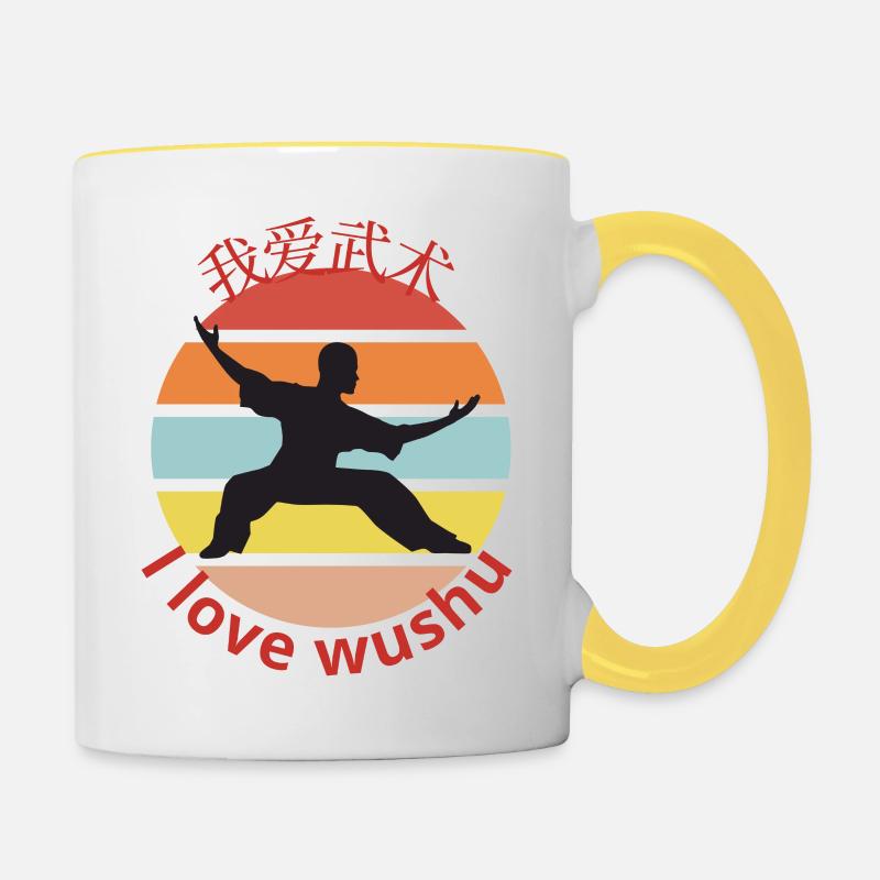 I love wushu - Contrasting Mug - white/yellow