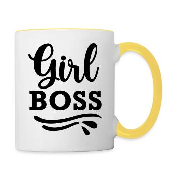 Girl boss - citation positive - Mug contrasté - blanc/jaune - Droite