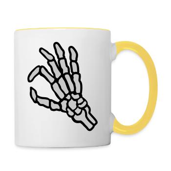 Skeleton hole look in gesture - Contrasting Mug - white/yellow - Right