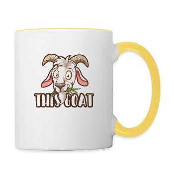 Une chèvre et une autre chèvre et une autre - Mug contrasté - blanc/jaune - Droite