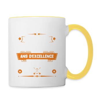 Décembre 1985 Idée Cadeau D'anniversaire 37 Ans - Mug contrasté - blanc/jaune - Droite