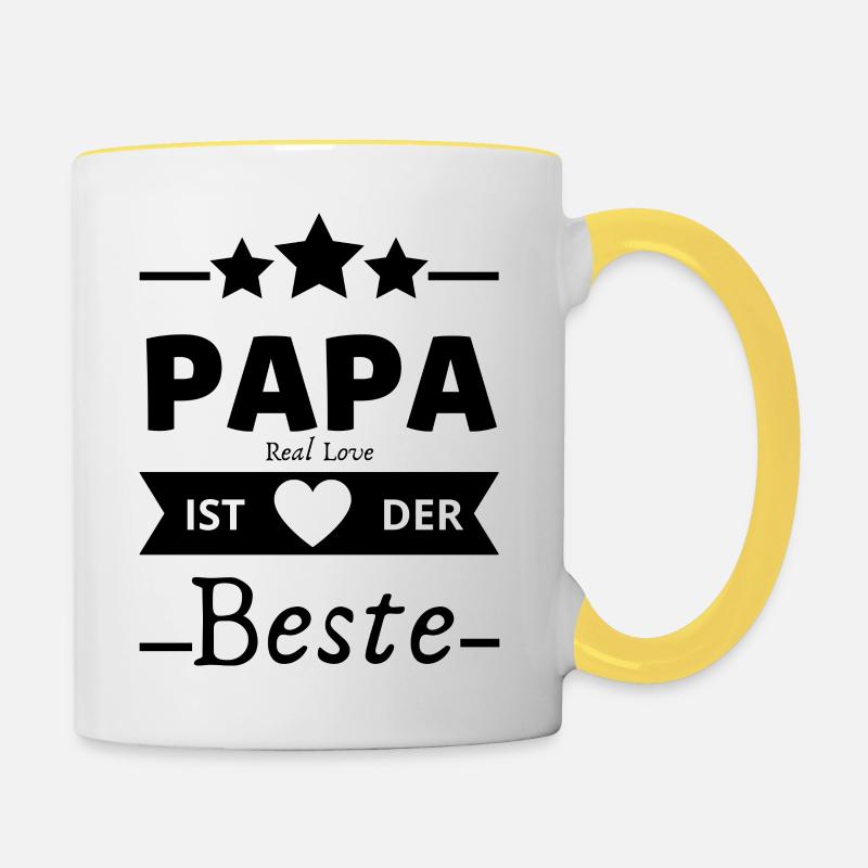 PAPA IST DER BESTE - Tasse zweifarbig - Weiß/Gelb