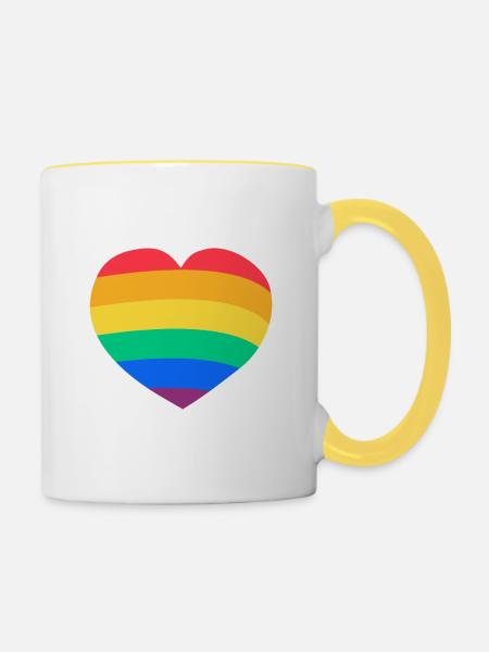 Stolzes Herz - Tasse zweifarbig - Weiß/Gelb