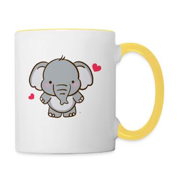 cute children's design with elephant - Contrasting Mug - white/yellow - Right